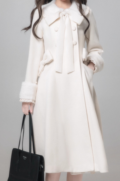 ホワイトスノーロングコート+シャツ+スカート