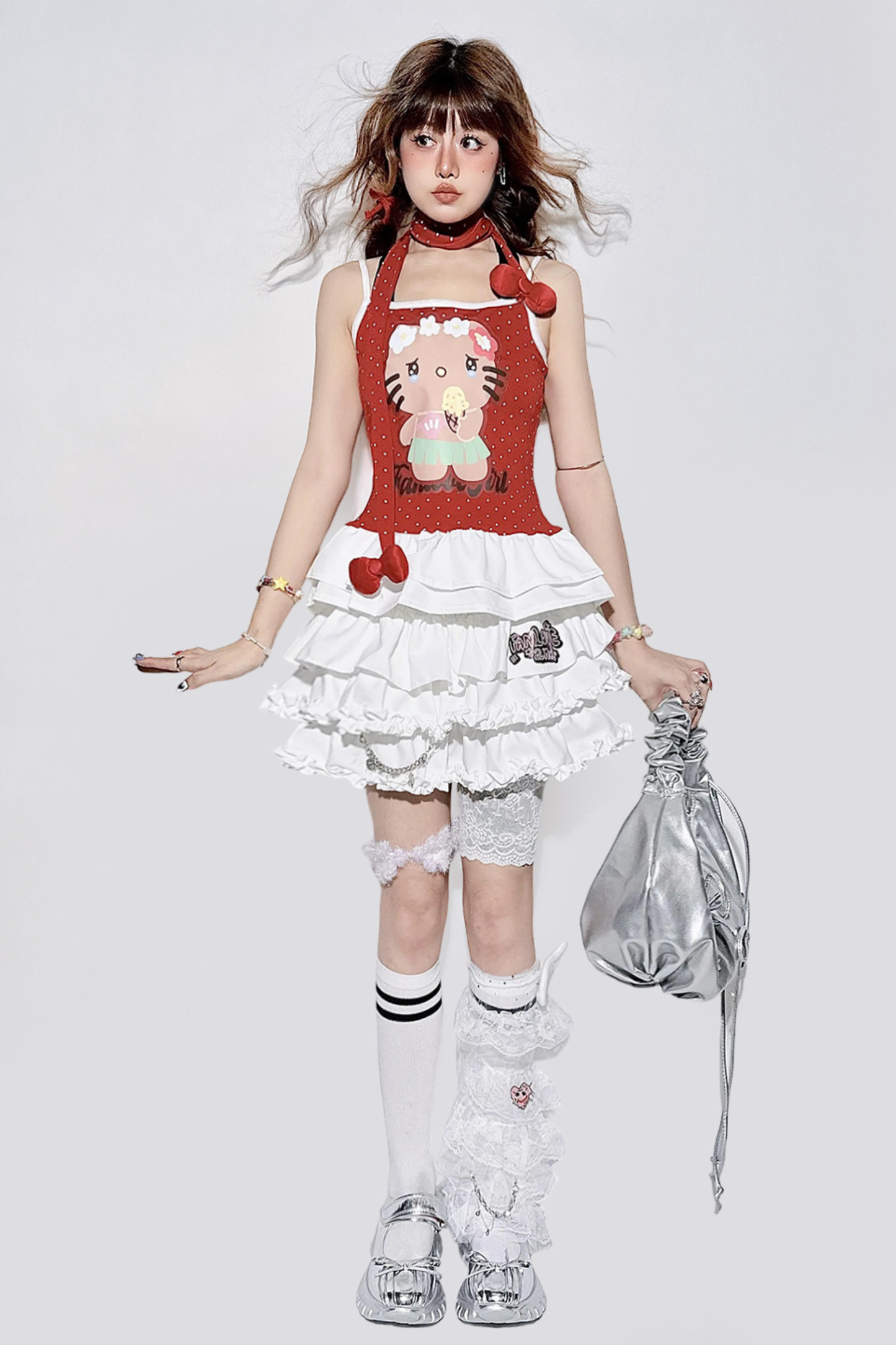 フリルケーキスカート+ウエストチェーン+ソックスカバー