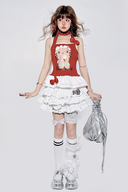 フリルケーキスカート+ウエストチェーン+ソックスカバー