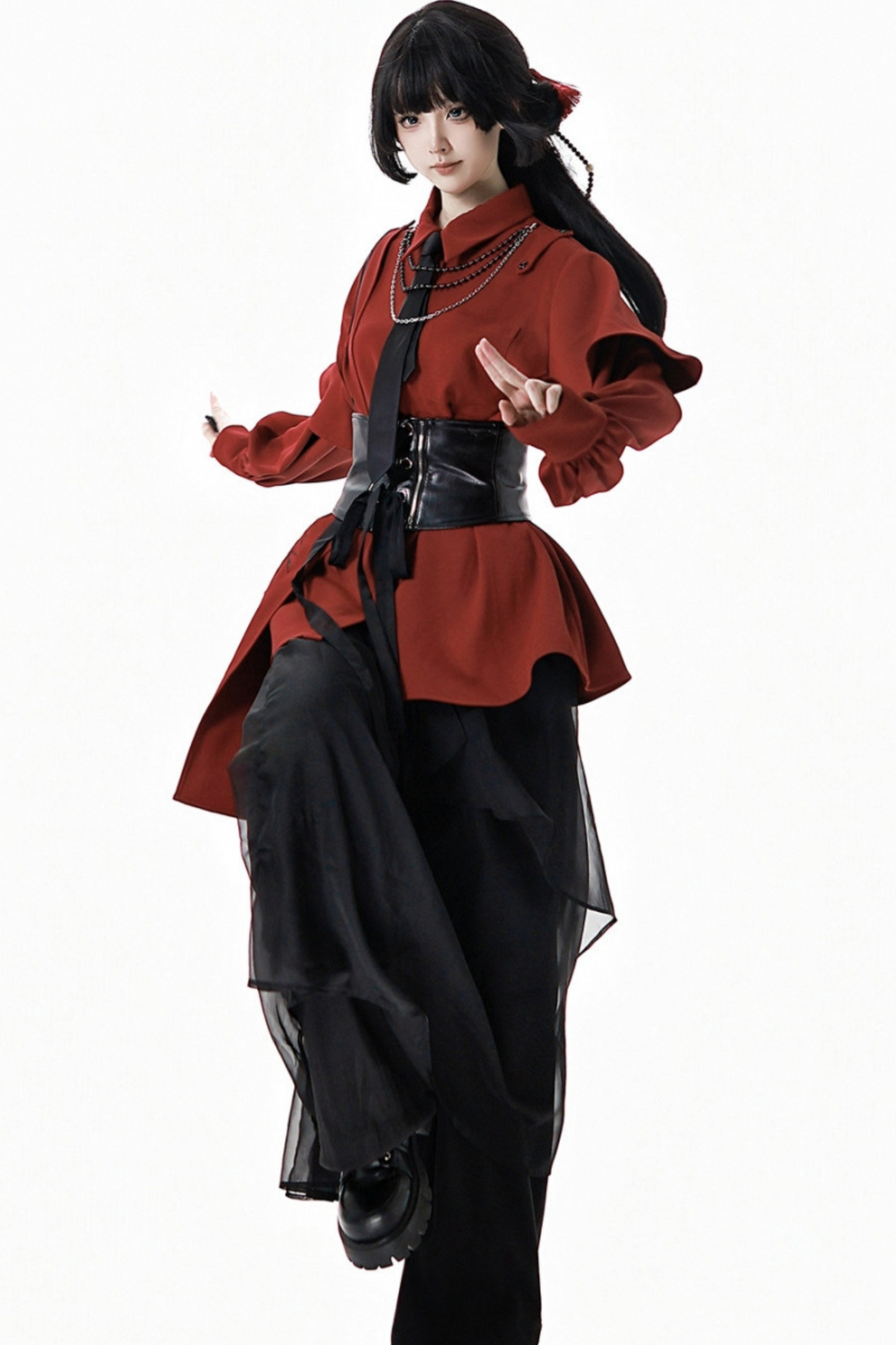 China Top + Chiffon Pants + Corset