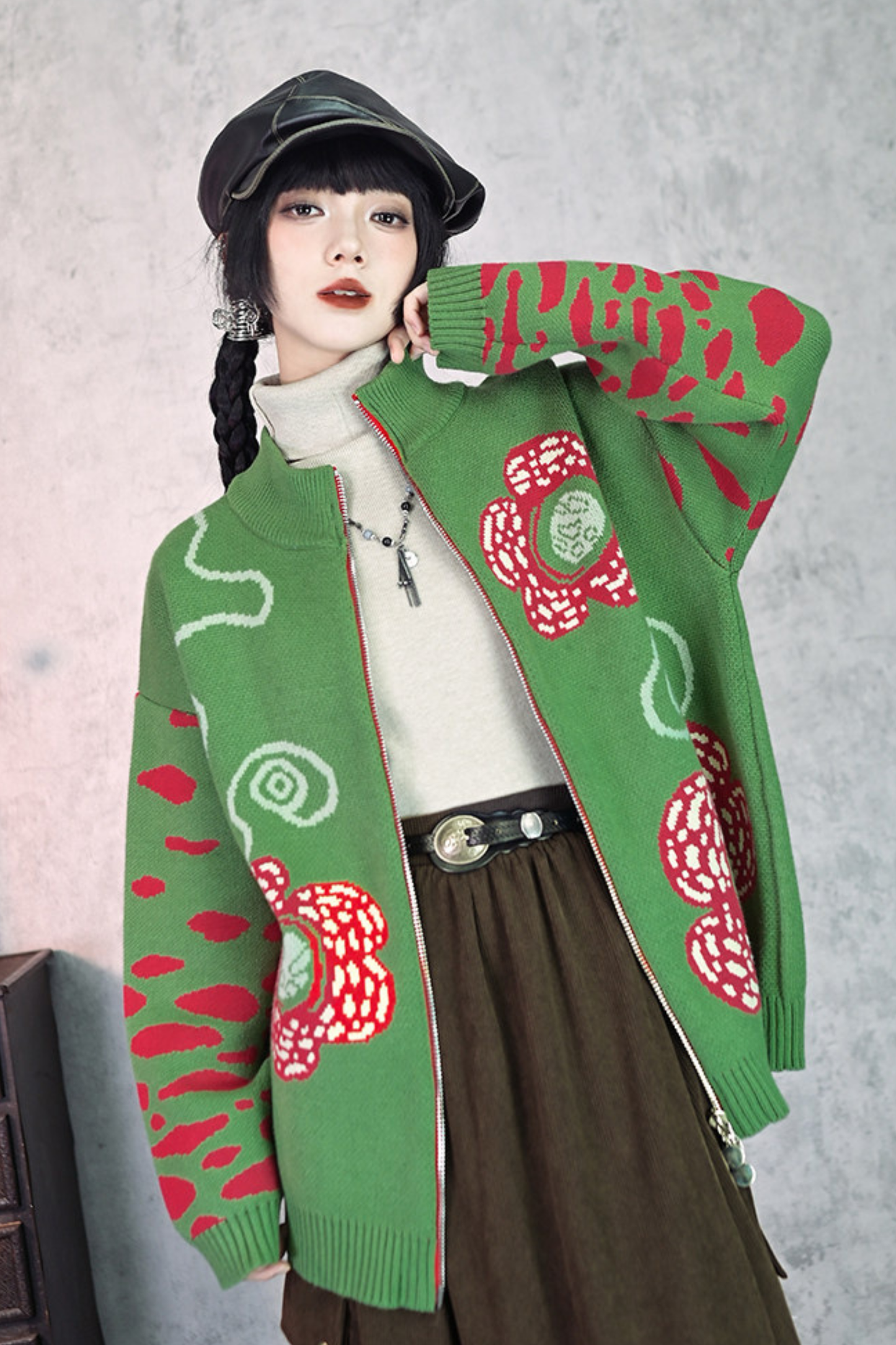 Rafflesia Flower Pop Zip Cardigan