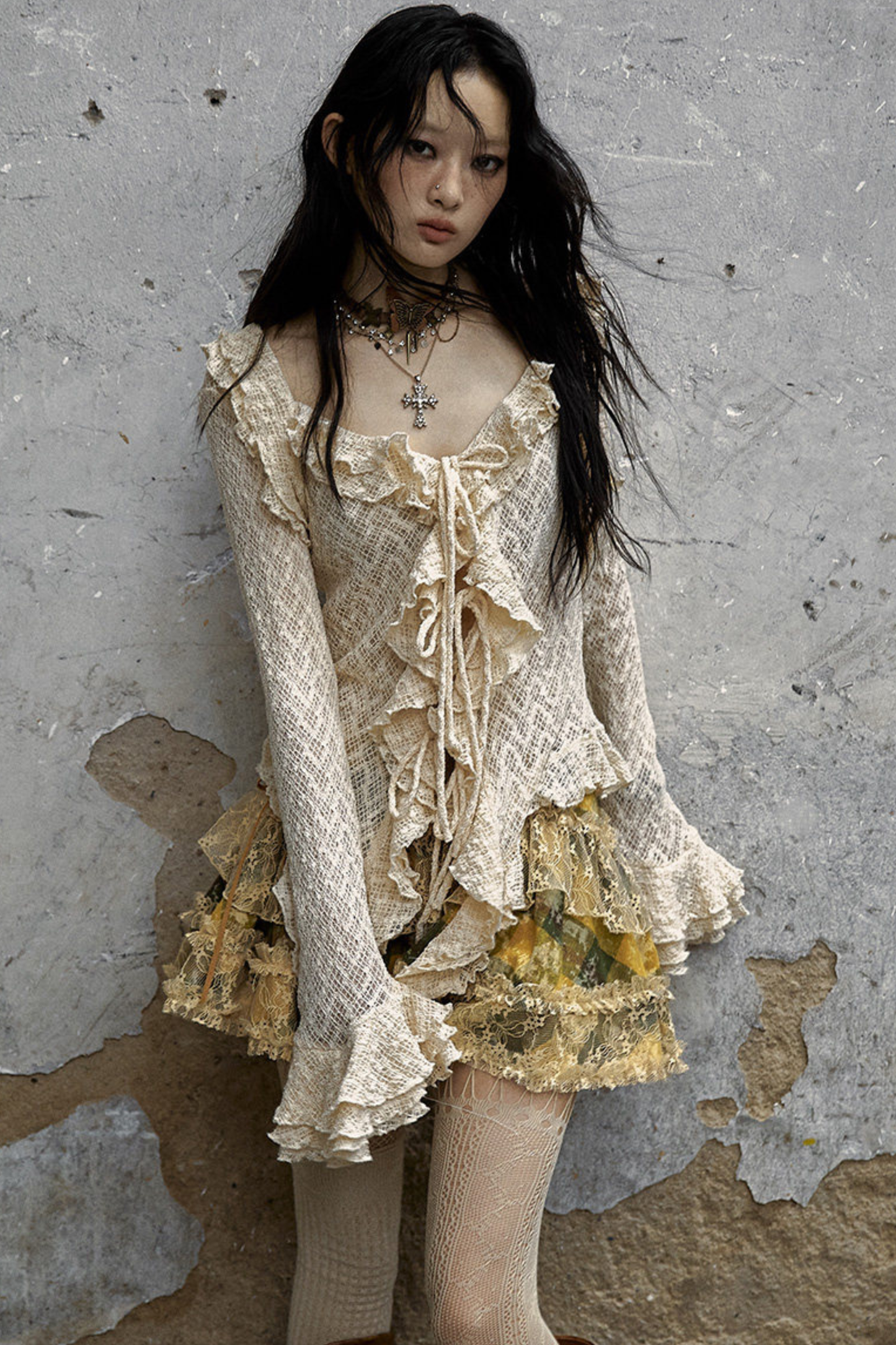 레트로 궁전 레이스 블라우스