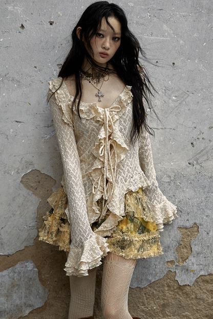 레트로 궁전 레이스 블라우스