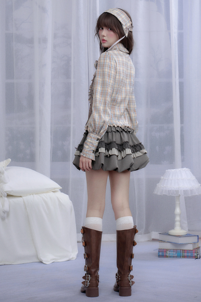 ローズガーデンガールチェックシャツ+ヘアバンド