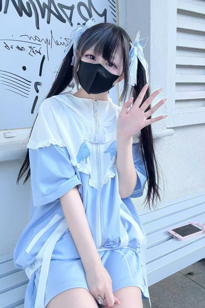 アクア天使サブカルチャーフードジャケット+パンツ+レッグカバー