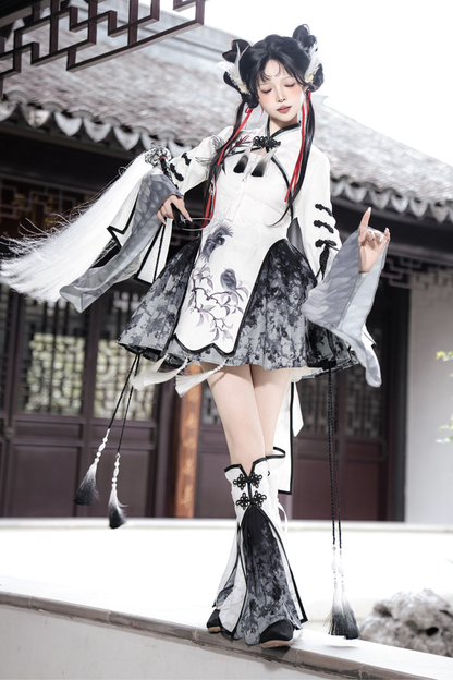 ダークチャイナドレス+ビッグスリーブケープ+チャイナトップス+スカート+キャミソールドレス+レッグウォーマー