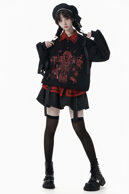 ダークグラフィティスウェット+スカート