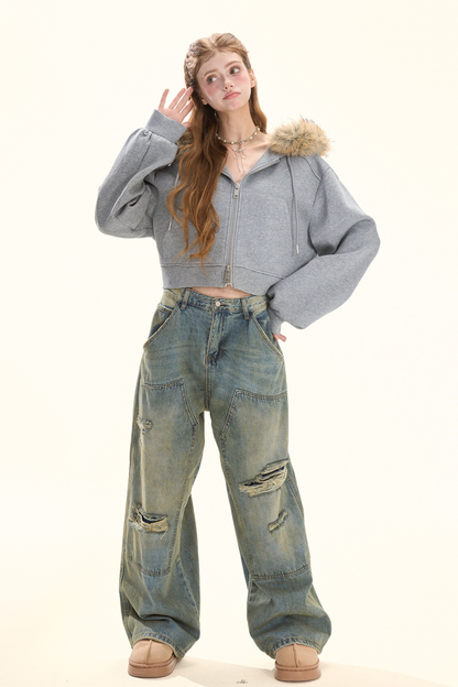 ファーフーデッドダウンジャケット