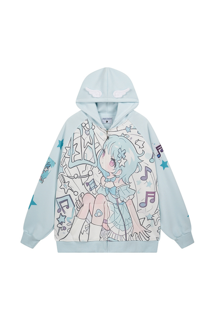 レースアニメフーデッドジャケット