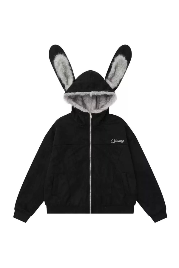 Retro Detachable Rabbit Ear Hoodie