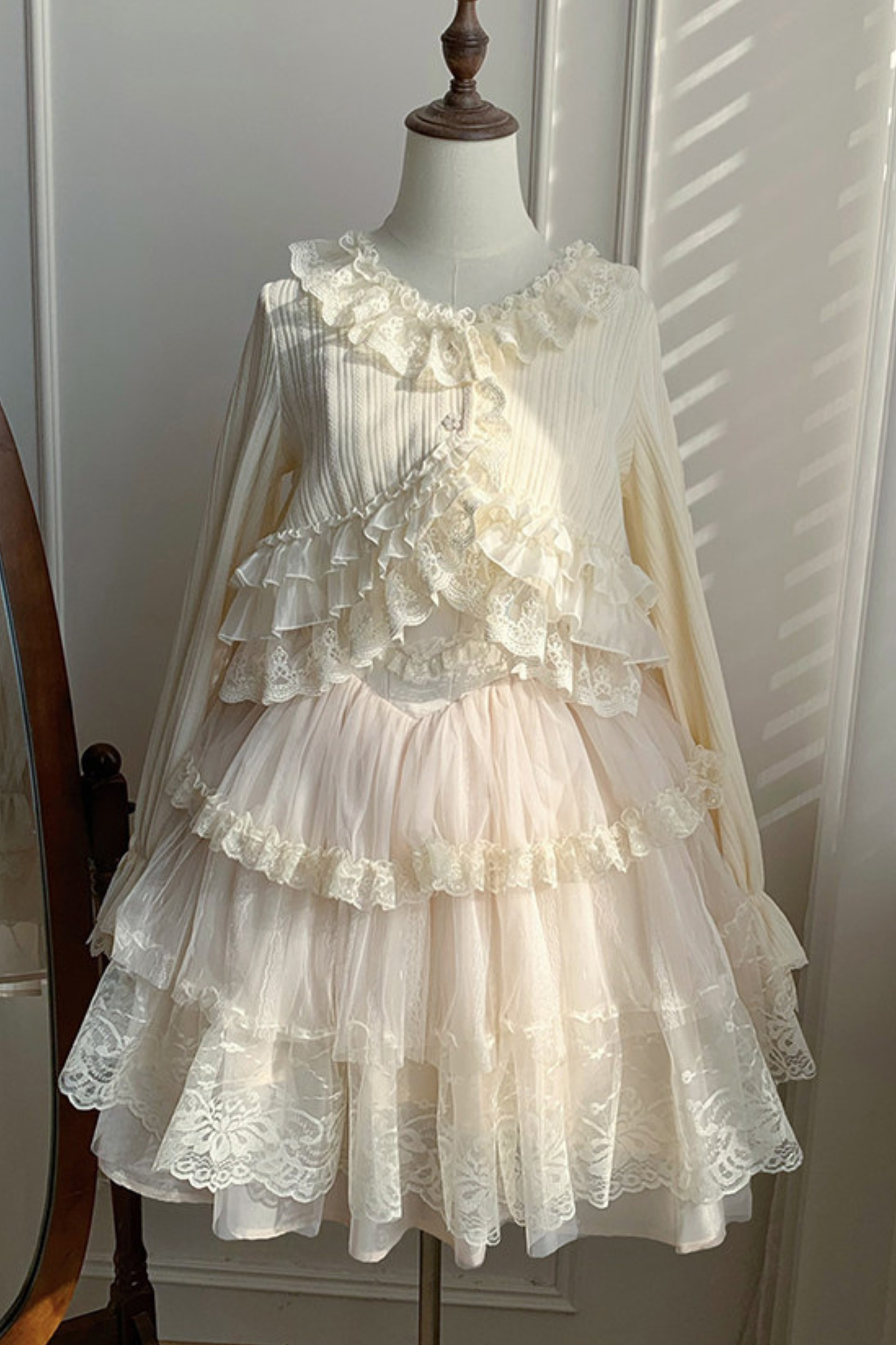 レーストリムニットカーディガン