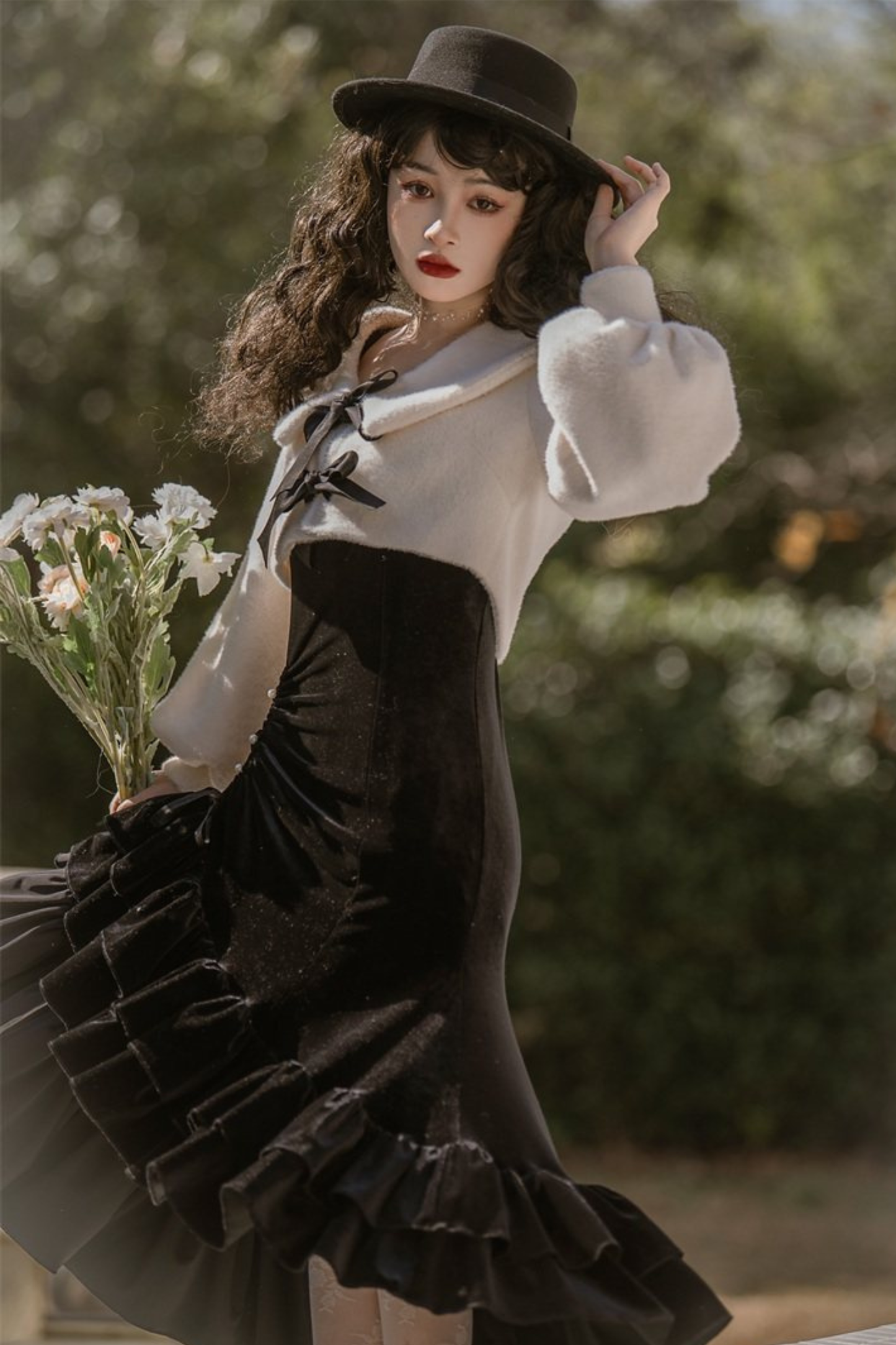 Mermaid Asymmetrical Camisole Dress + Ribbon Jacket