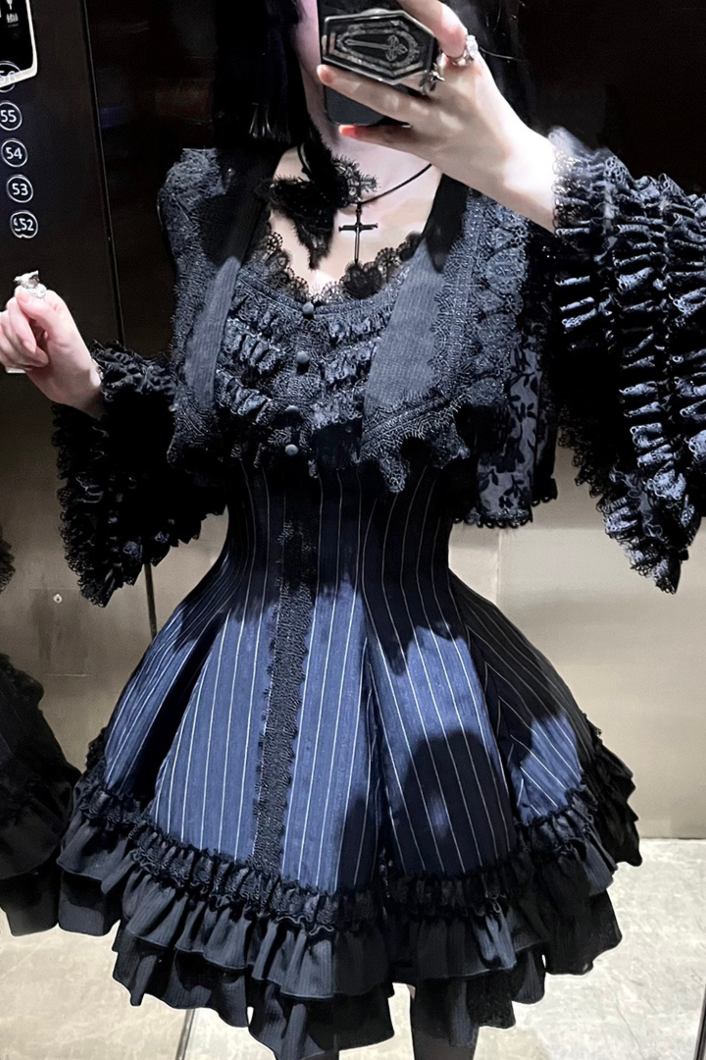 ダークテーラースリムゴシックロリータドレス+アウター