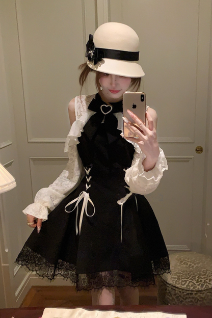 Lace-up off-the-shoulder dress