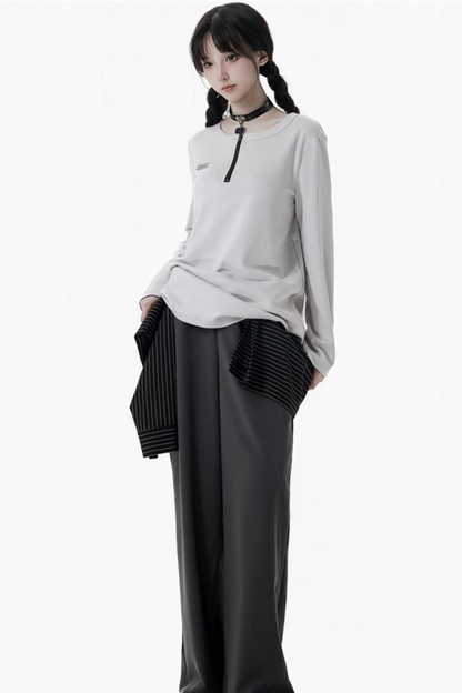 Neutral hooded jacket + coat + top + pants + straps