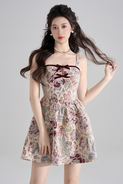 Retro Breeze Fragrance Dress + Short Cardigan