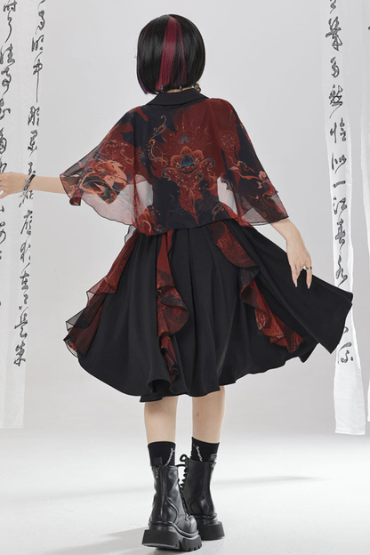 チャイナエンブロイダリードレス+ベルト+ガードル