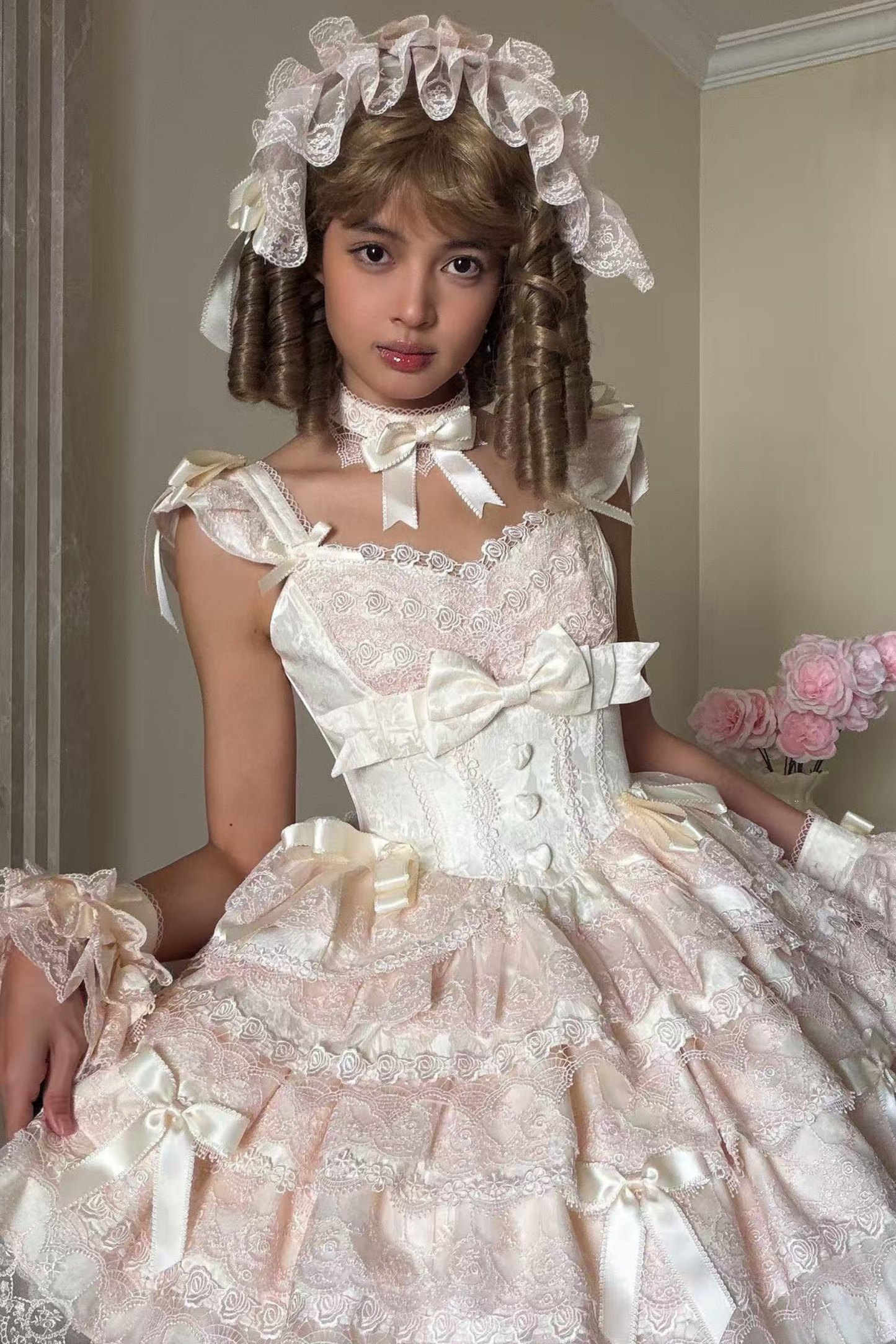 【予約商品】プリンセスバレエケーキロリータドレス+ヘアバンド+ネックレス+スリーブ+テール