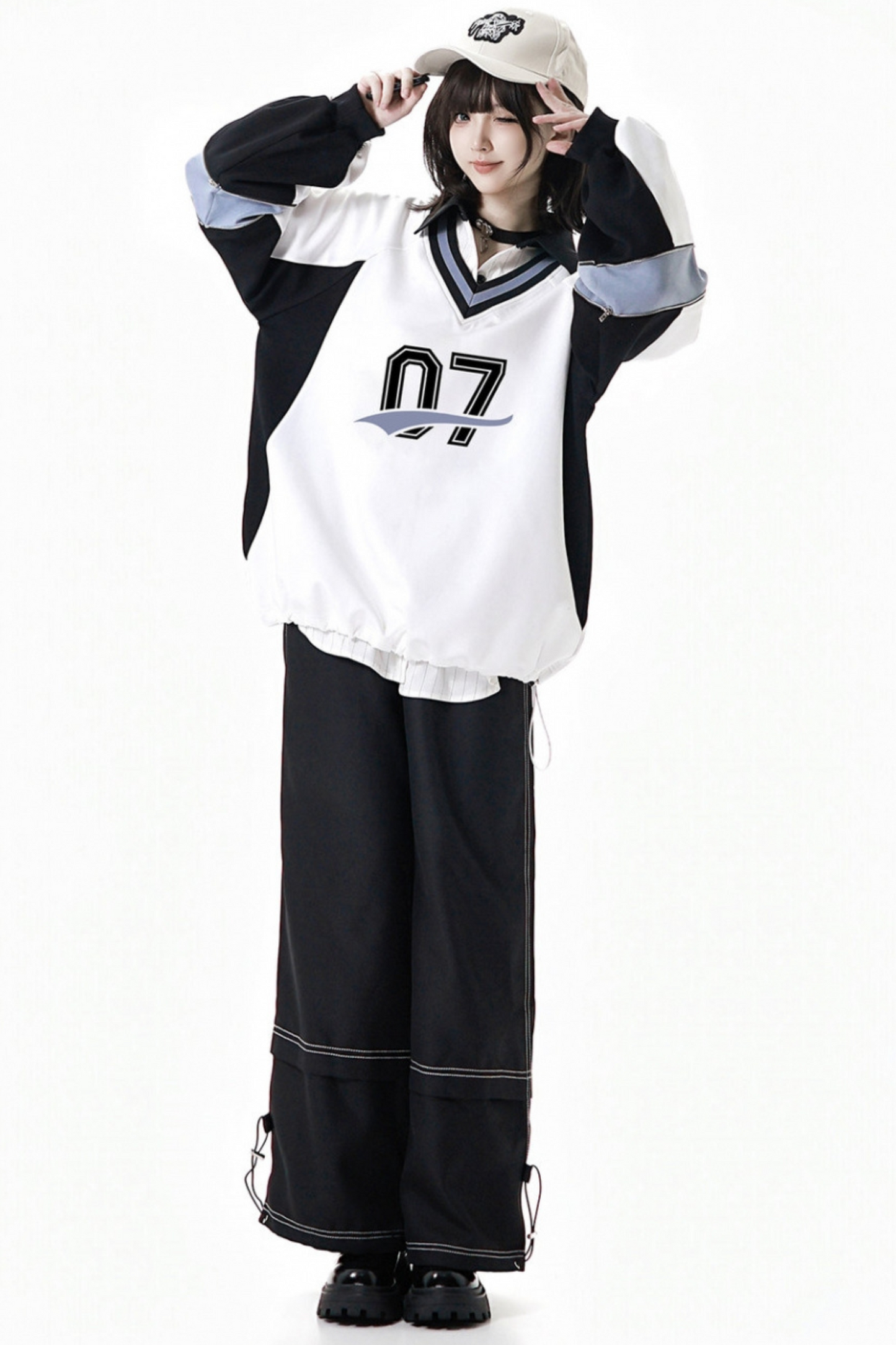 モードスタイルスウェット+ウエストスカート+パンツ+シャツ