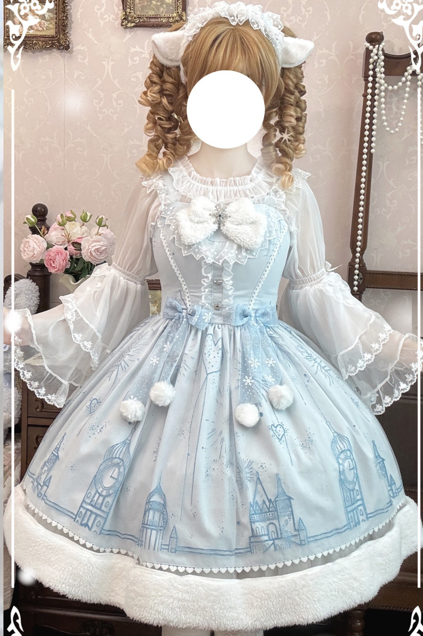 スノーフレークキャッスルロリータドレス+ケープ+トップス