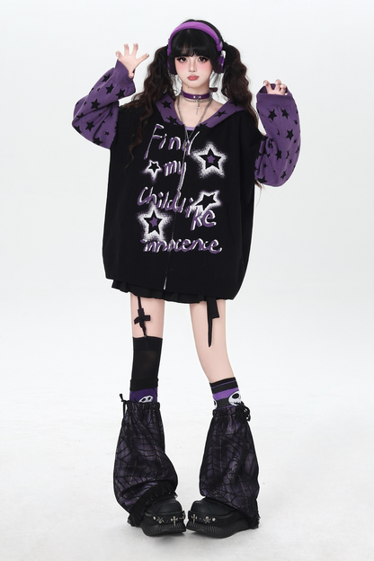 Star Gothic Bicolor Hooded Knit Cardigan