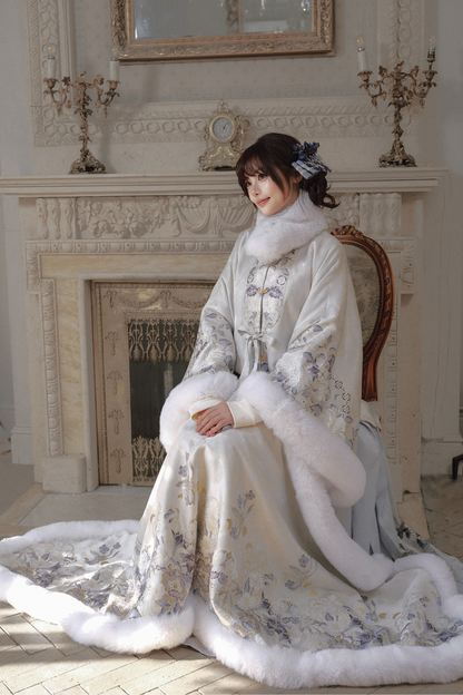 China Snow Fleece Jacket + Fur Shawl + Skirt