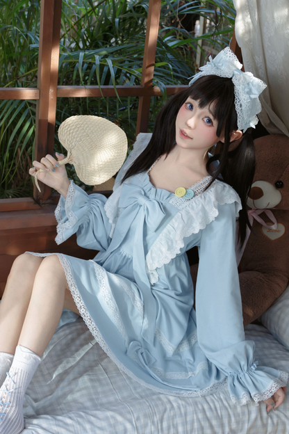 ブルーレースプリンセスドレス+ヘアバンド