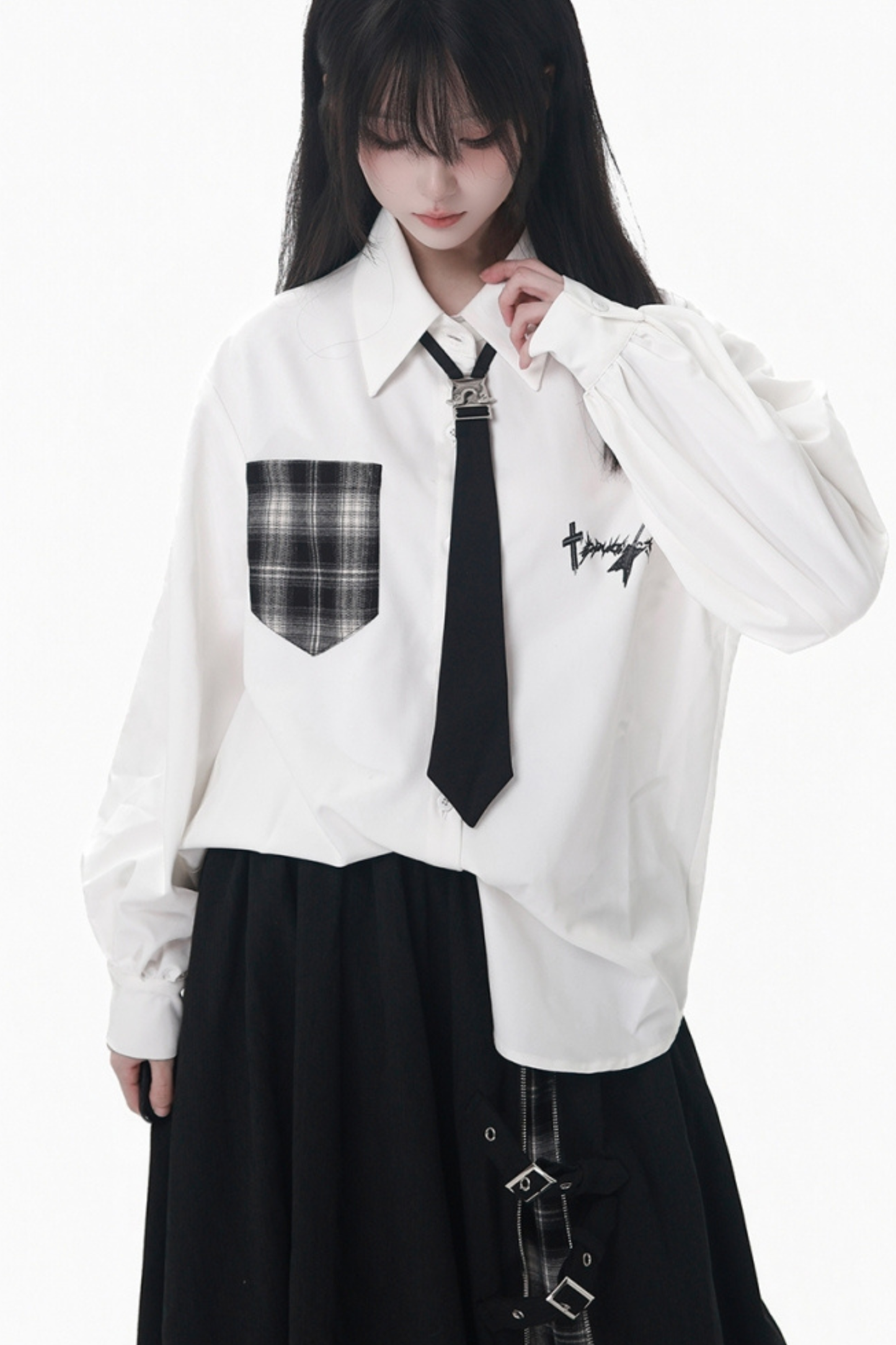 モードダークジャケット+シャツ+ロングスカート+ショートスカート