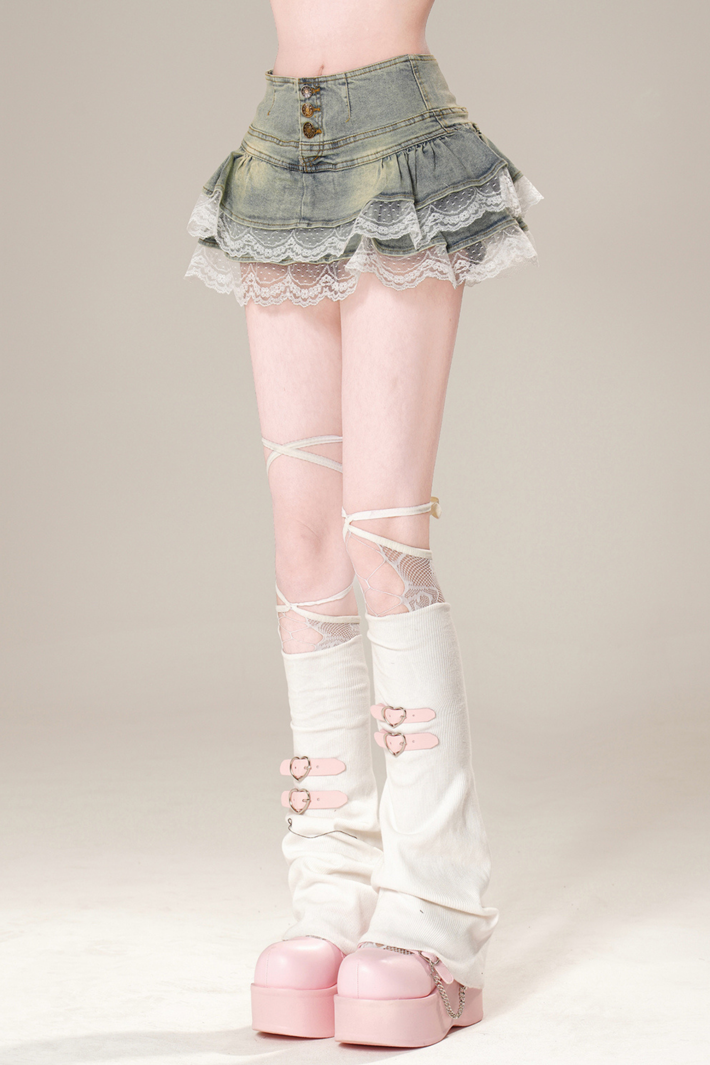 レースデニムラインスカート