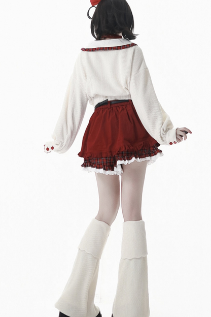 Fruit milk hooded jacket + top + pants + leg warmers