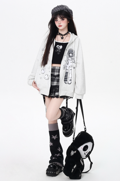 ガールイラストフードパーカー