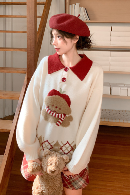 アニマルニットポロセーター+カーディガン