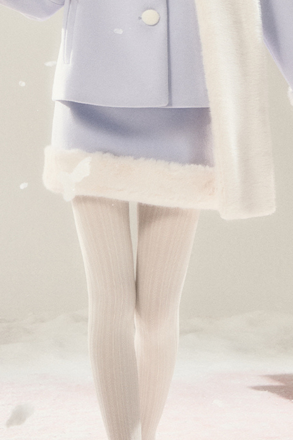 Sweet fur coat with scarf + fur skirt