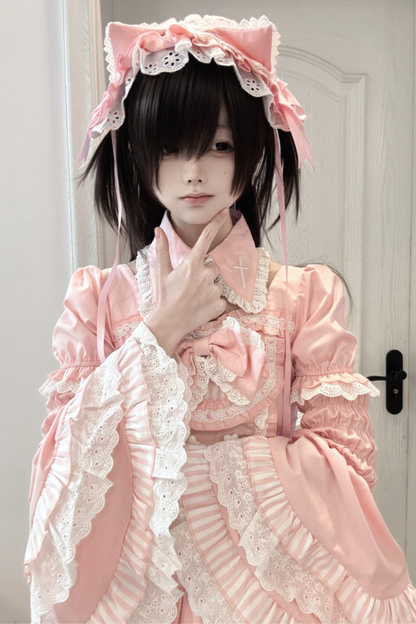 ピンキープリンセスケーキトップス+スカート+スリーブ+ヘアバンド