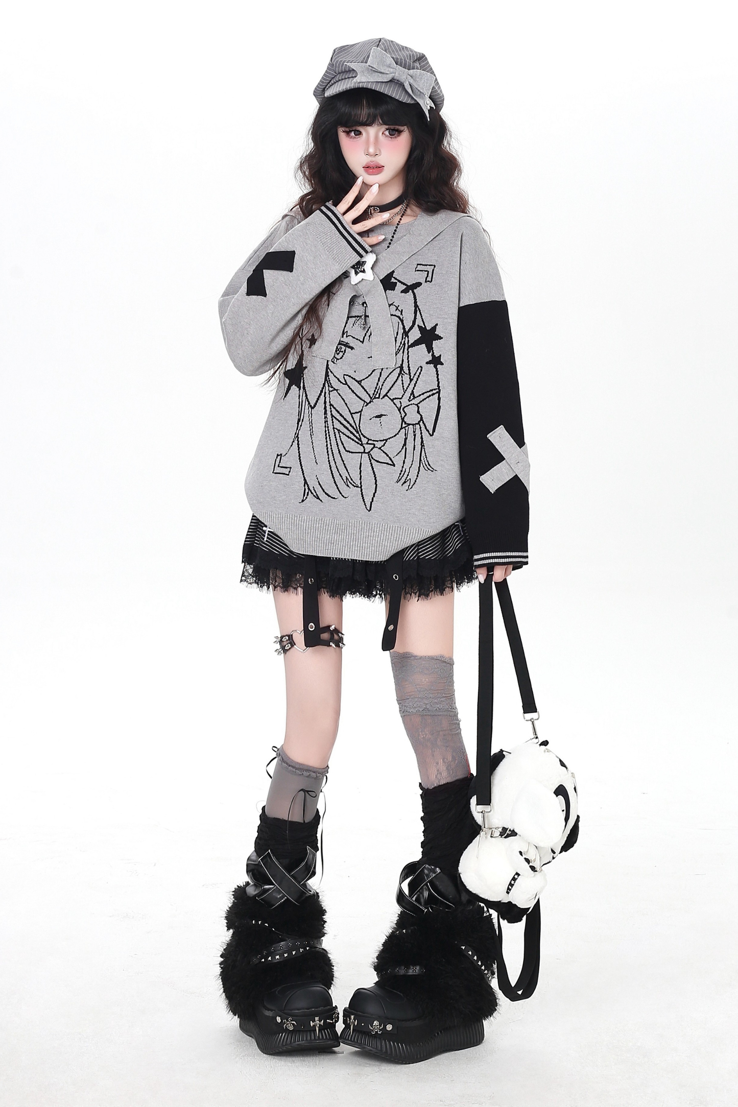 Rabbit Ear Bicolor Loose Sweater
