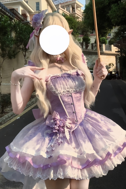 【予約商品】バレエスタイルエレガントドレス+ハット+ヘアバンド+リボンテール