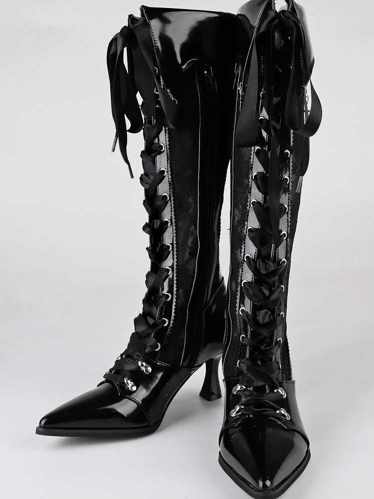 【12月19日予約締切】ポインテッドトゥゴシックロリータロングブーツ＋ブラックレーススペシャルバージョン