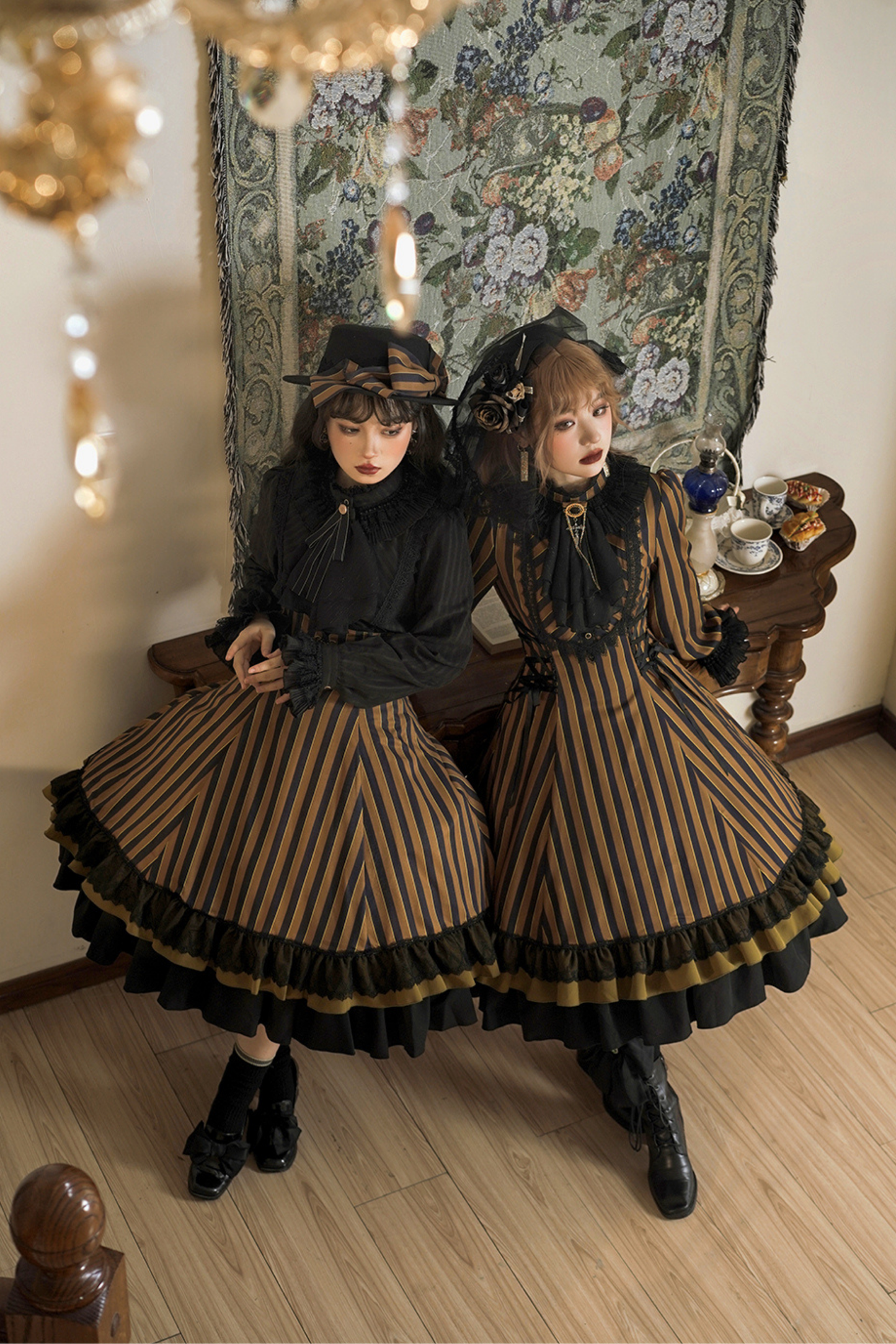 Retro Striped Elegant Gothic Lolita Dress