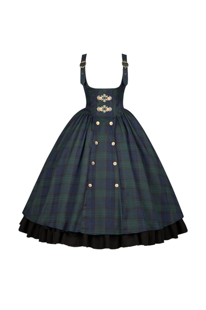 レトロカレッジスタイルチェックロリータスカート＋ジャケット＋マント＋ブラウス＋リボン＋ネックレス