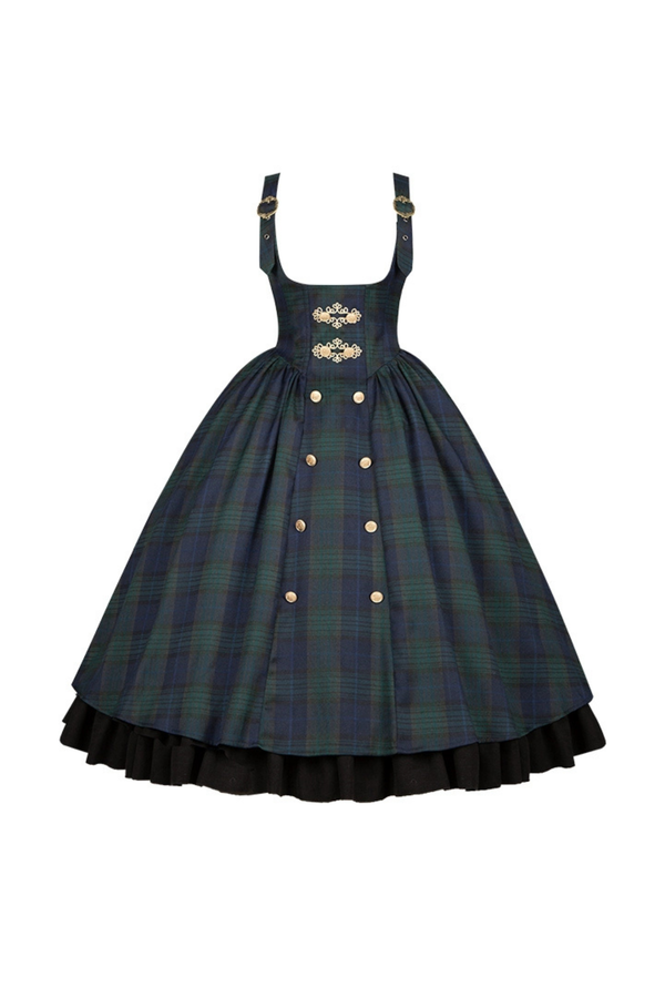 レトロカレッジスタイルチェックロリータスカート＋ジャケット＋マント＋ブラウス＋リボン＋ネックレス