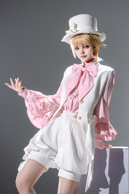 Retro Elegant Prince Shirt + Suspender Shorts