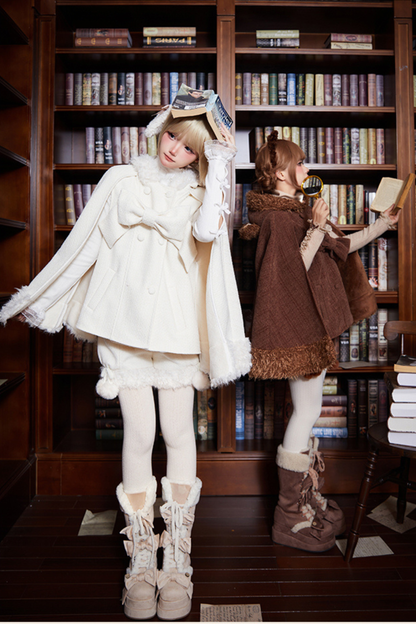 アニマルツイードコート＋ボアショートパンツ