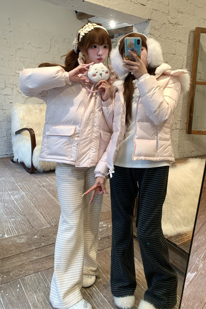 ファーフードダウンジャケット