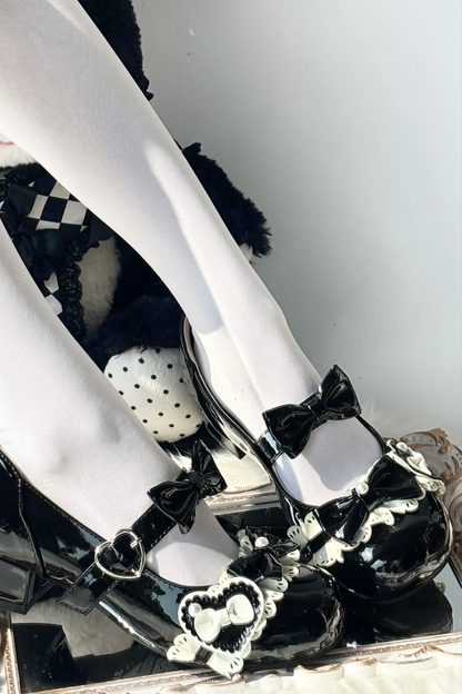 リボンムースケーキラウンドトゥロリータシューズ