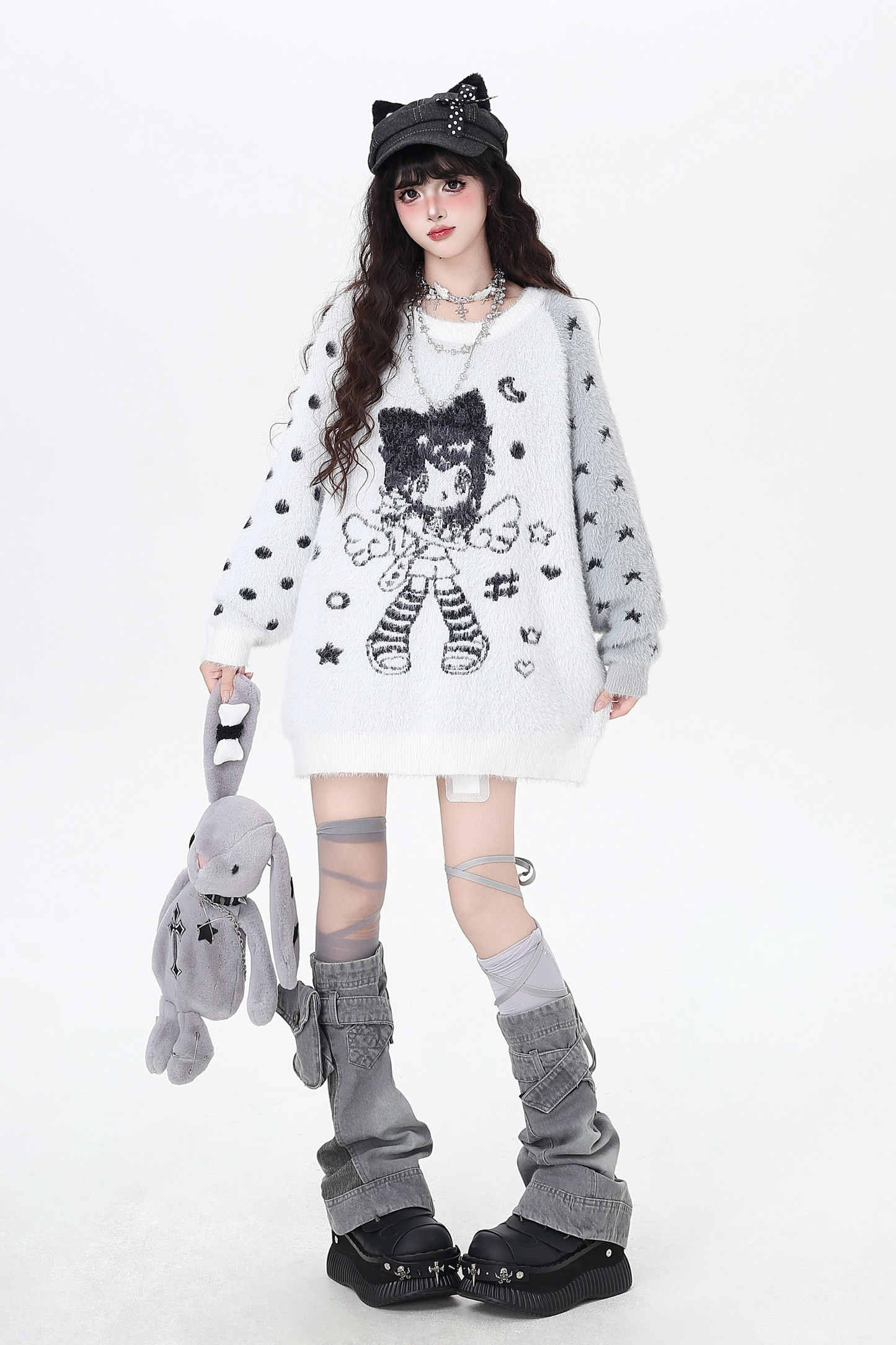 エンジェルバイカラールーズオーバーセーター