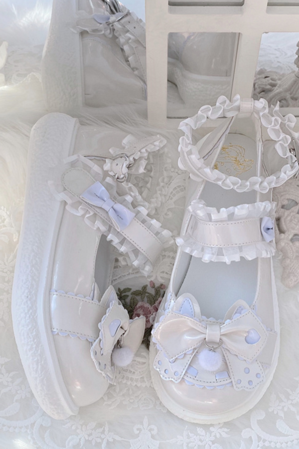 Cookie Lolita Ruffle Ribbon Shoes