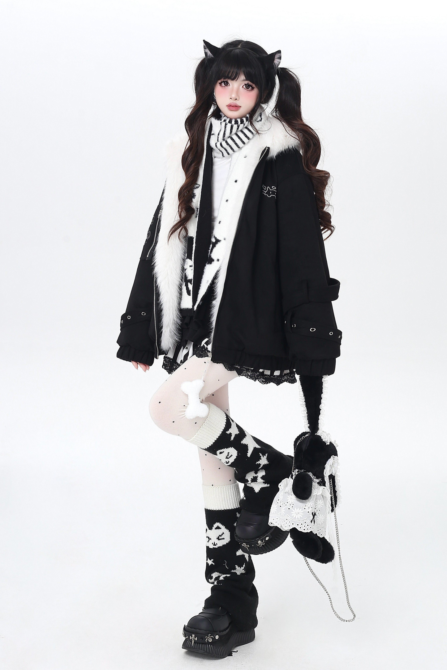 Cat Ear Hood Fur Jacket