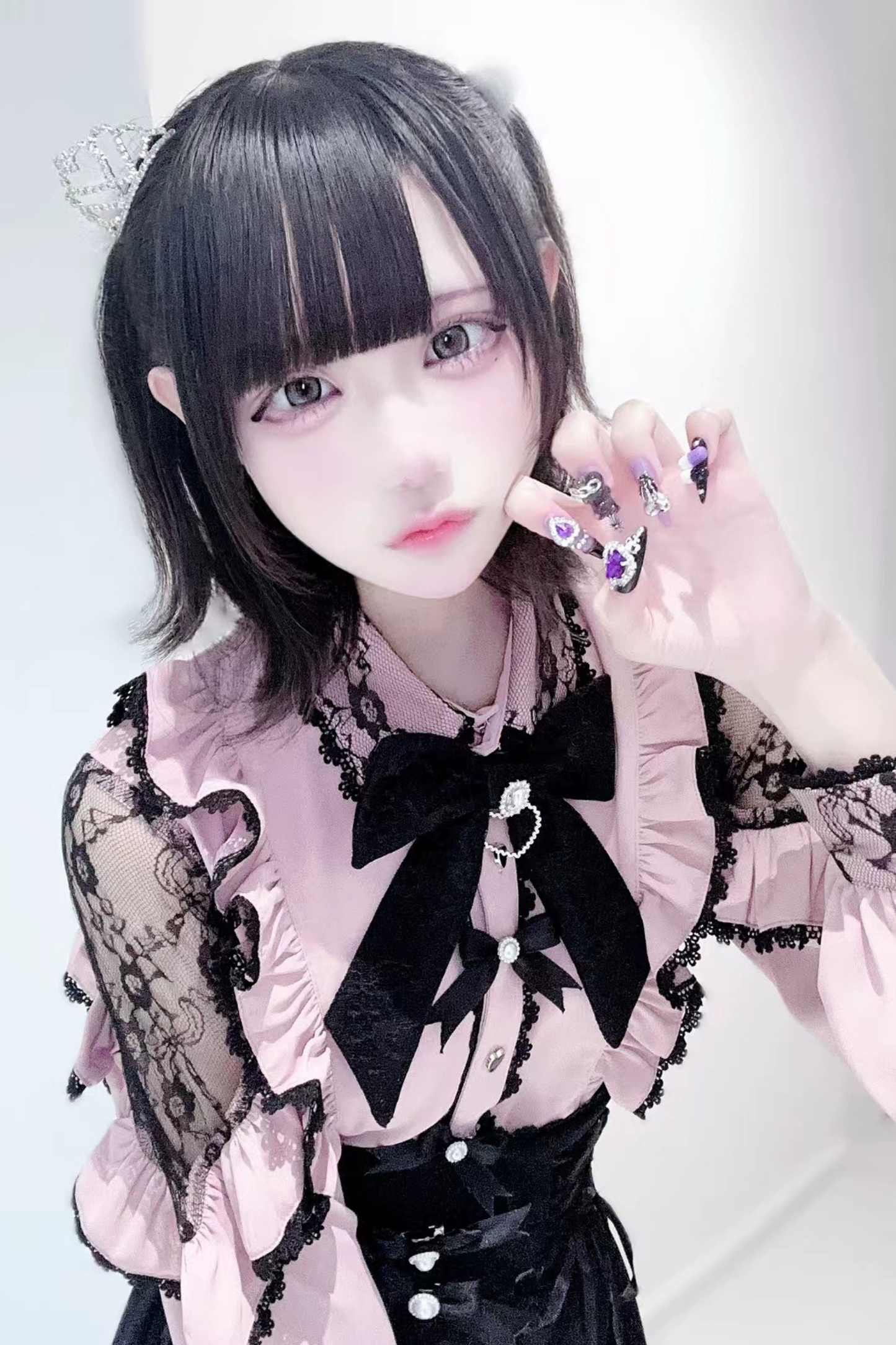 フレンチレーストリムシャツ+ロングスカート