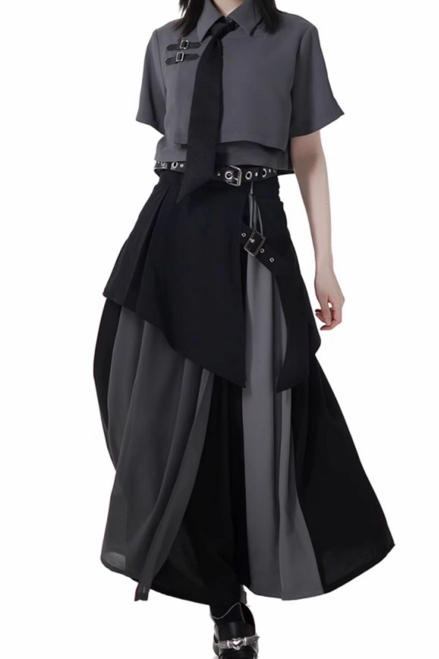 Mode tie short shirt + culottes ++ asymmetrical skirt + long skirt