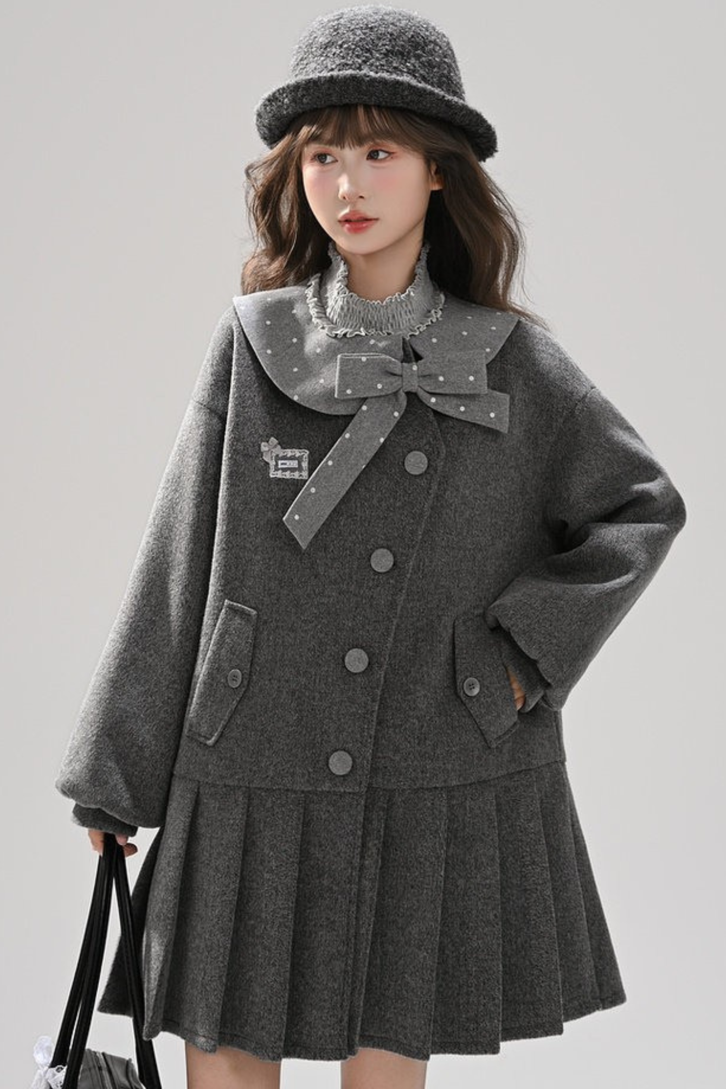 カレッジプリーツヘムルーズコート